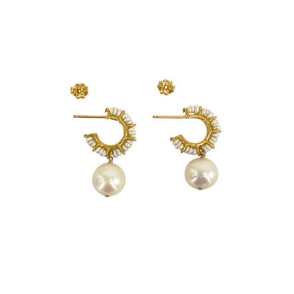 CHAN LUU Maiden Hoop Earrings in White Pearl - Picture 8 of 11